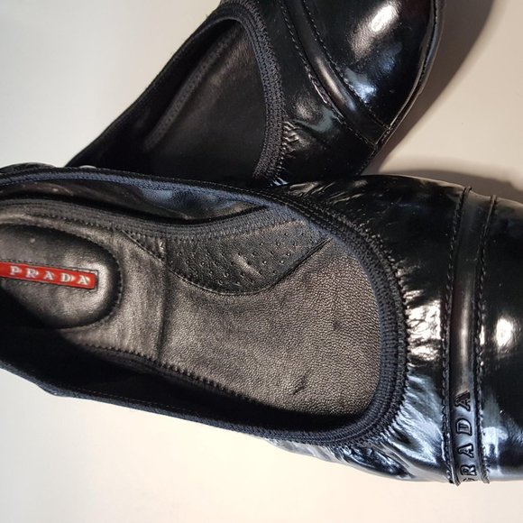 Prada black scrunch patent leather ballerinas’ flats - Picture 11 of 11